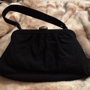 1950’s Bobbie James Classic Black Wool Handbag for Evening or Anytime